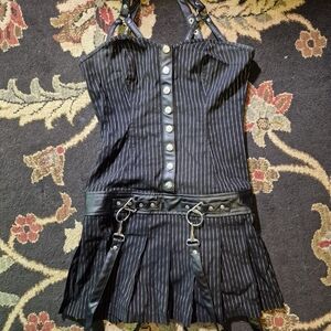 Lip Service Black and Silver Pinstripe Striped Mini Dress